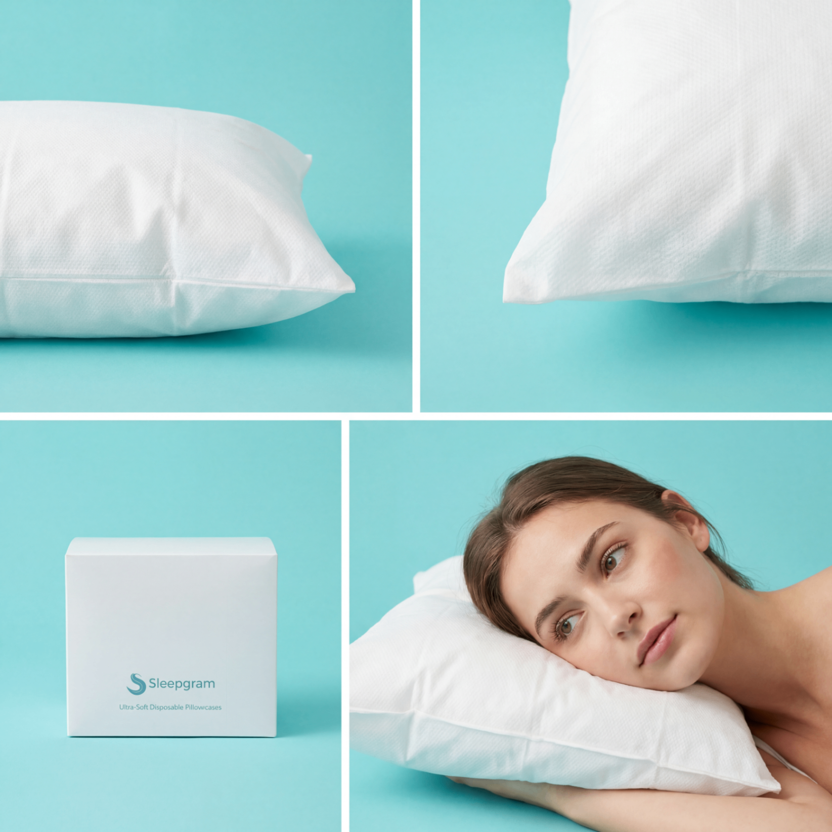 Sleepgram lifestyle: pillow textures, packaging, and a fresh-faced sleeper