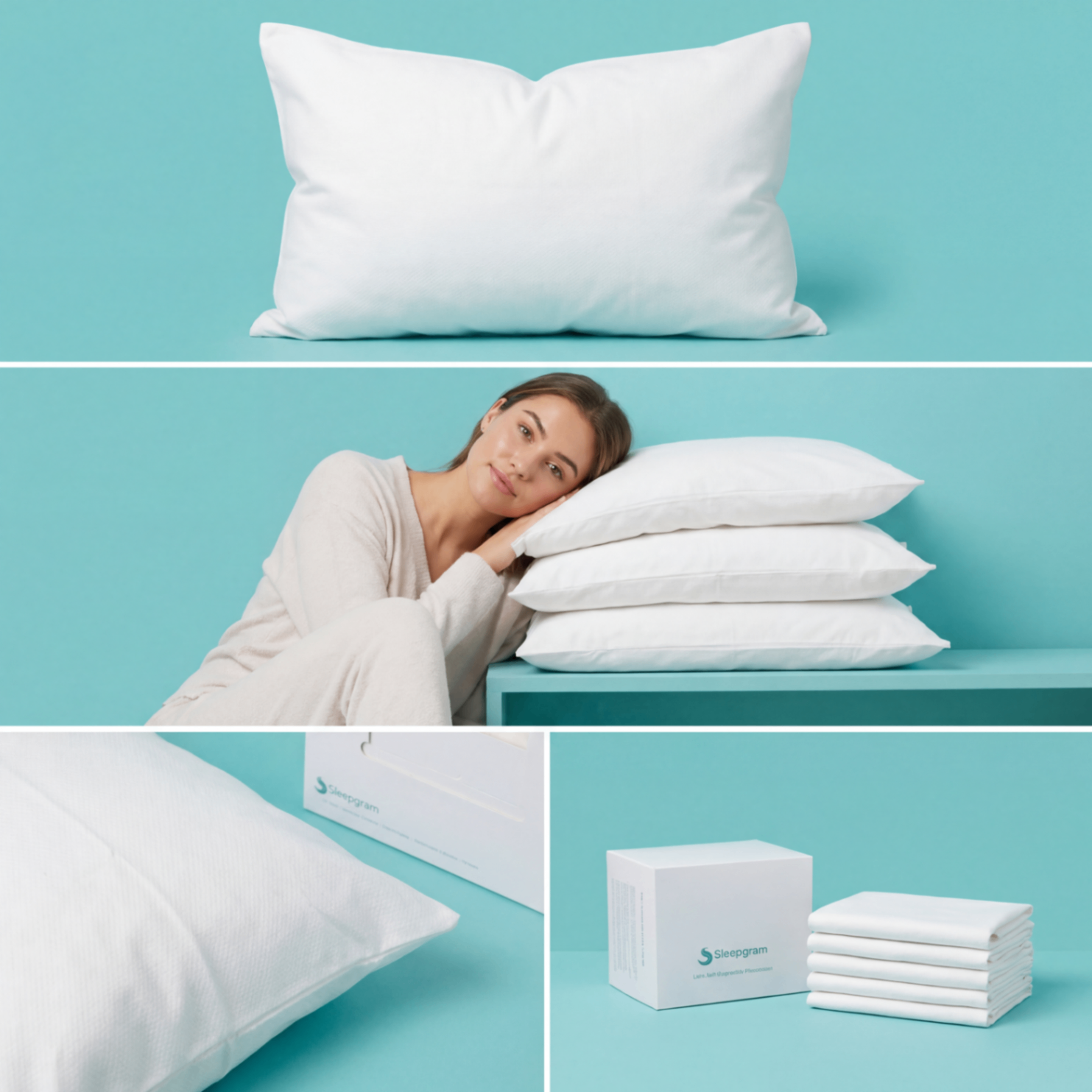 Sleepgram box with folded pillowcases